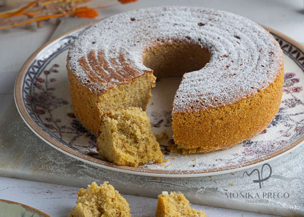 textura de la tarta de maíz y castañas