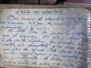 Manuscrito de la tarta de chocolate